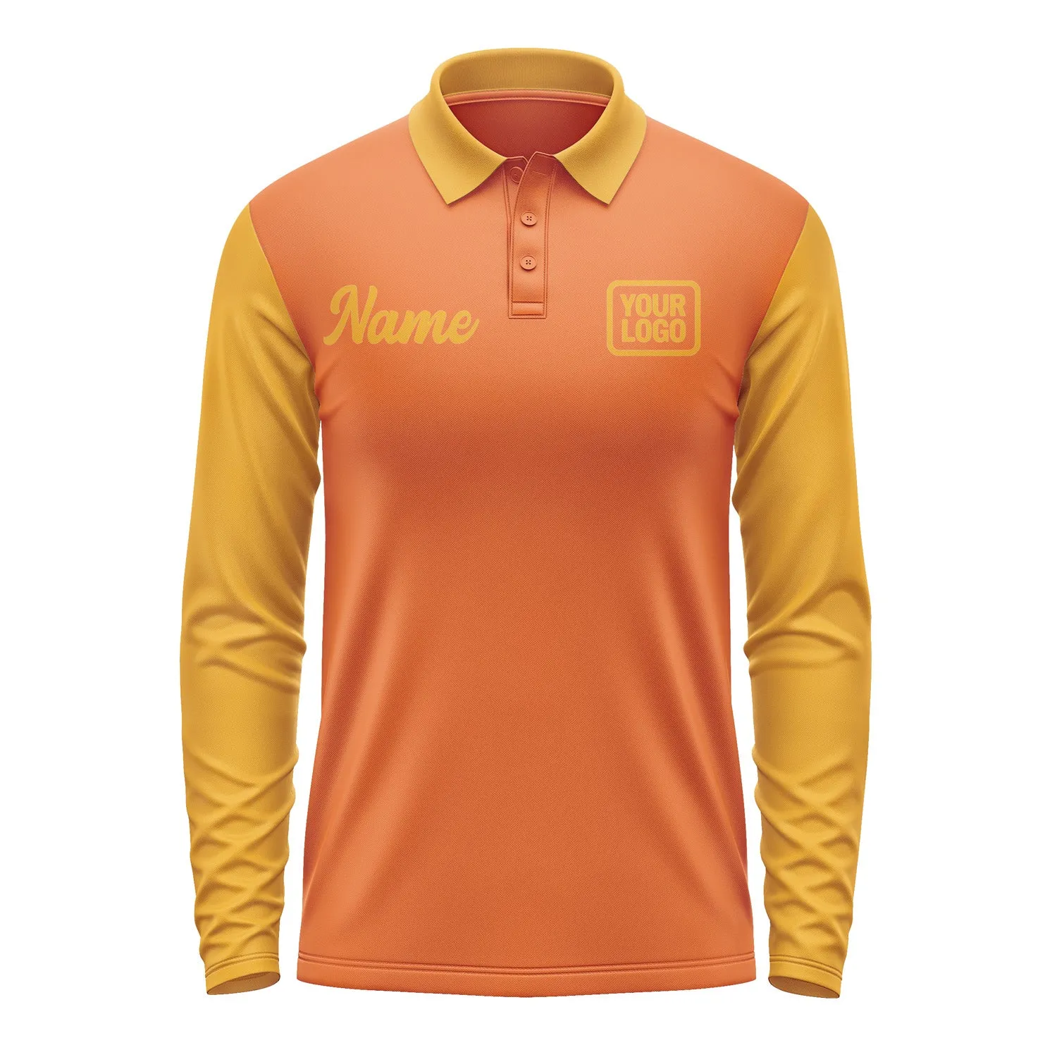 Custom Orange Yellow Long Sleeve Polo Shirt sold by Tailorly product image thumbnail 2