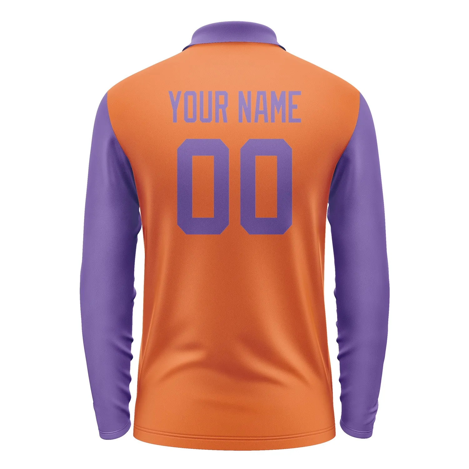 Custom Orange Light Purple Long Sleeve Polo Shirt sold by Tailorly product image thumbnail 3