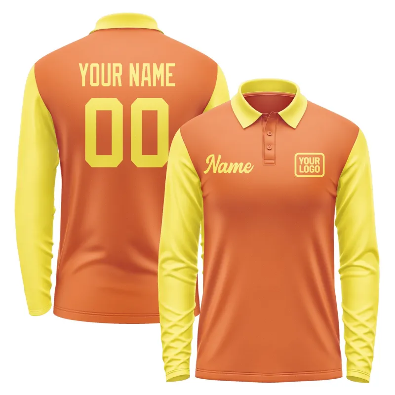 Custom Orange Light Yellow Long Sleeve Polo Shirt sold by Tailorly