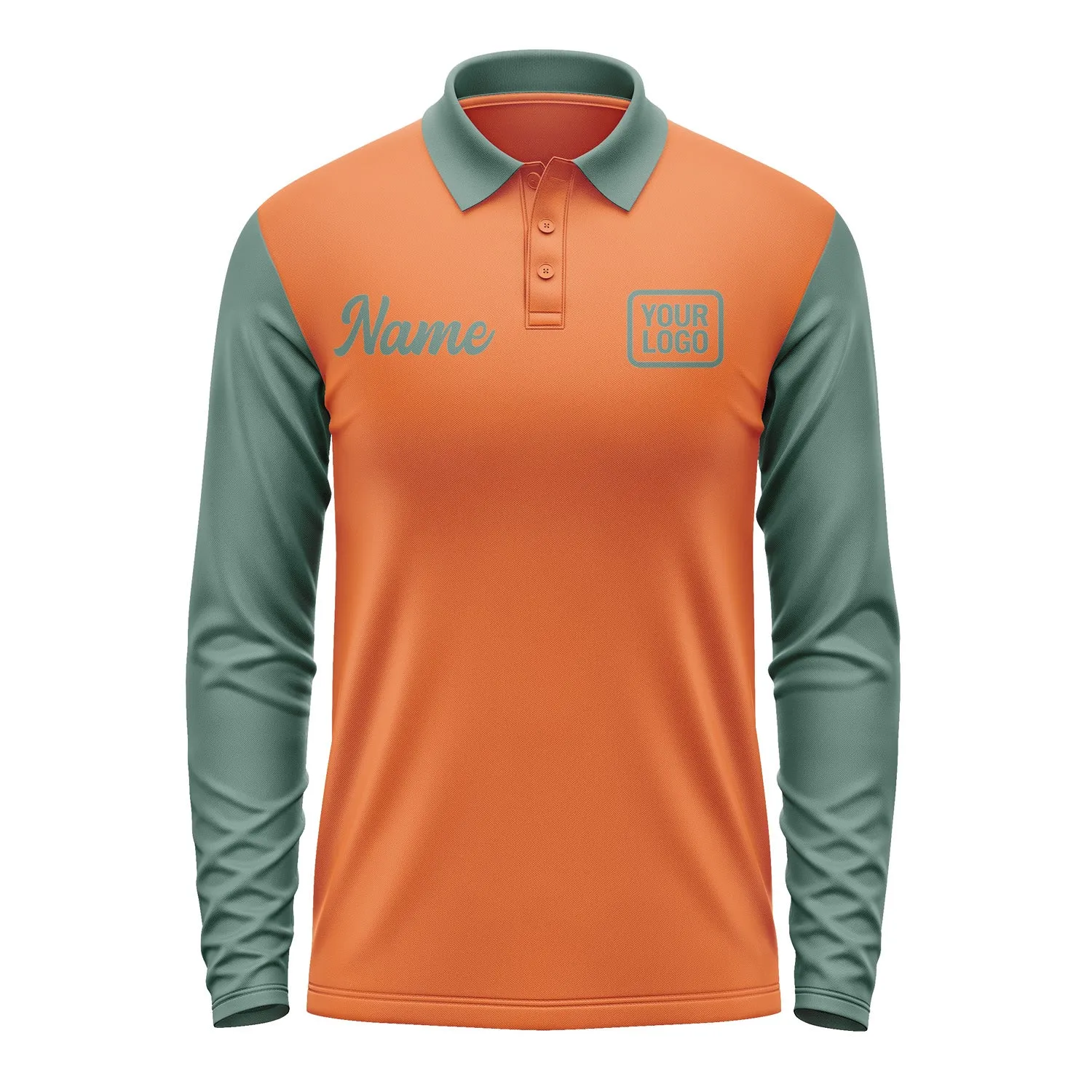 Custom Orange Blue Green Long Sleeve Polo Shirt sold by Tailorly product image thumbnail 2