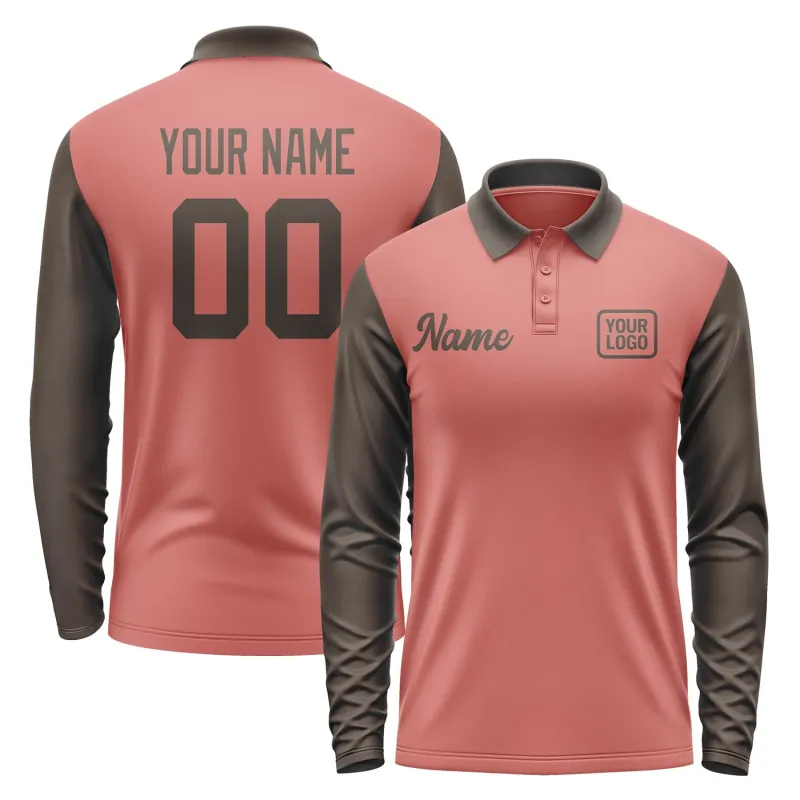 Custom Copper Rose Brown Long Sleeve Polo Shirt sold by Tailorly