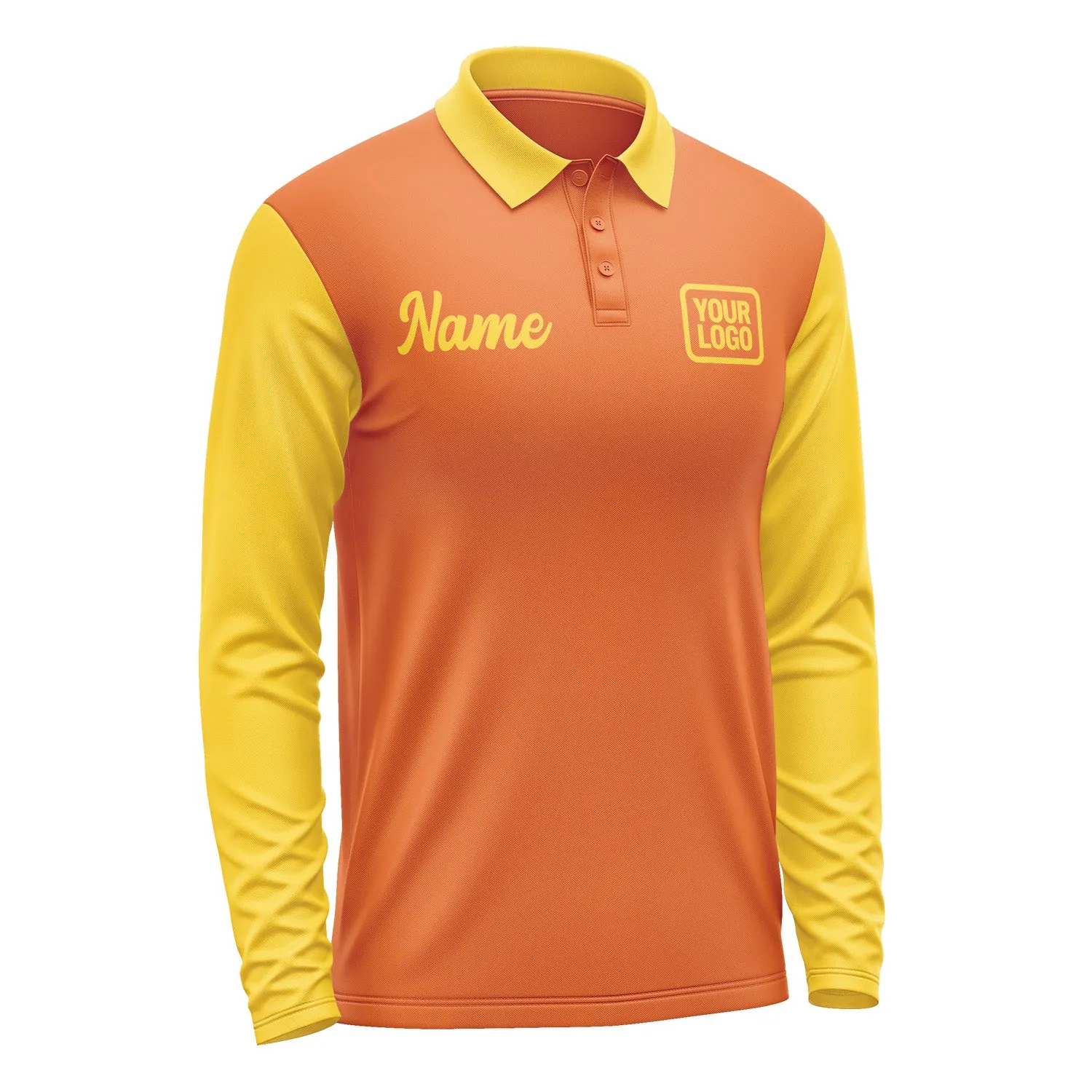Custom Orange Gold Long Sleeve Polo Shirt sold by Tailorly product image thumbnail 4