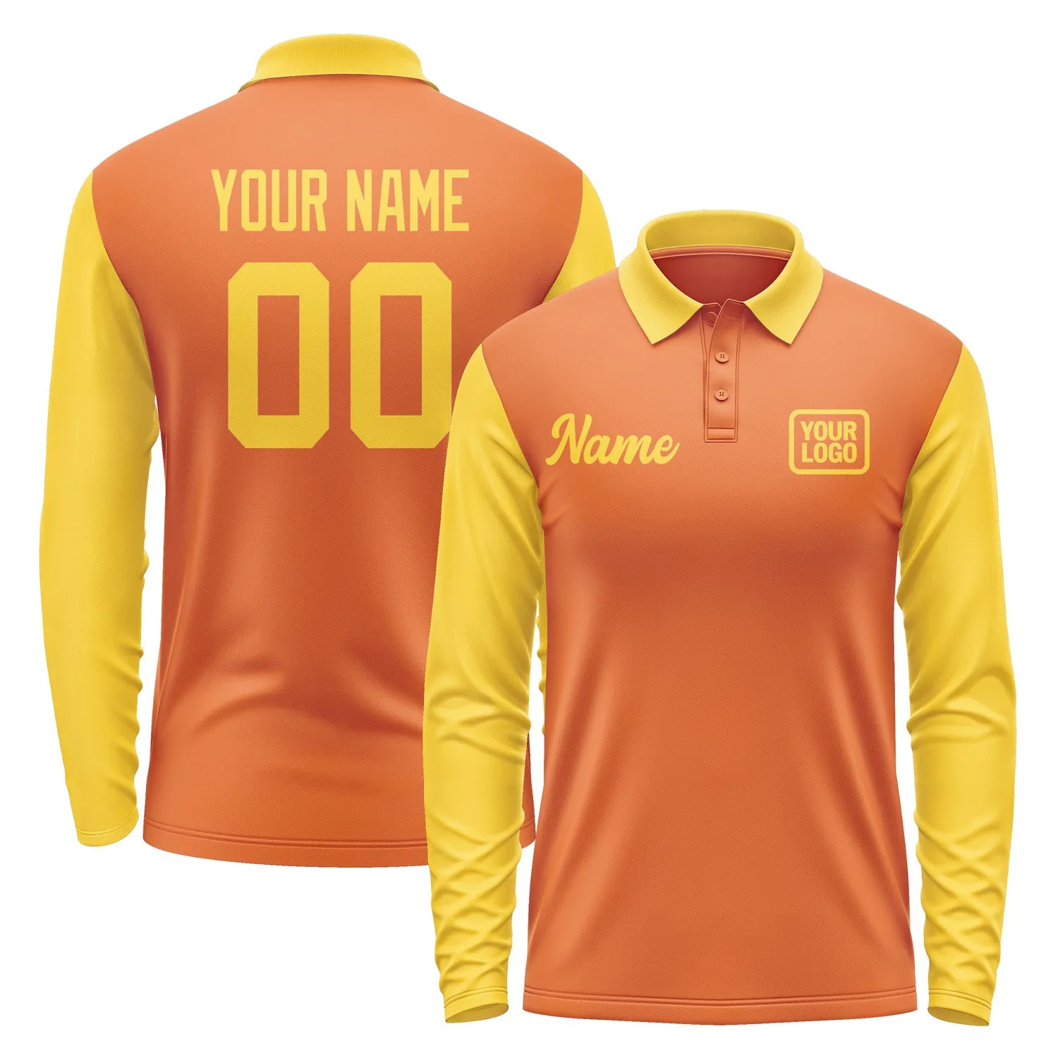 Custom Orange Gold Long Sleeve Polo Shirt sold by Tailorly