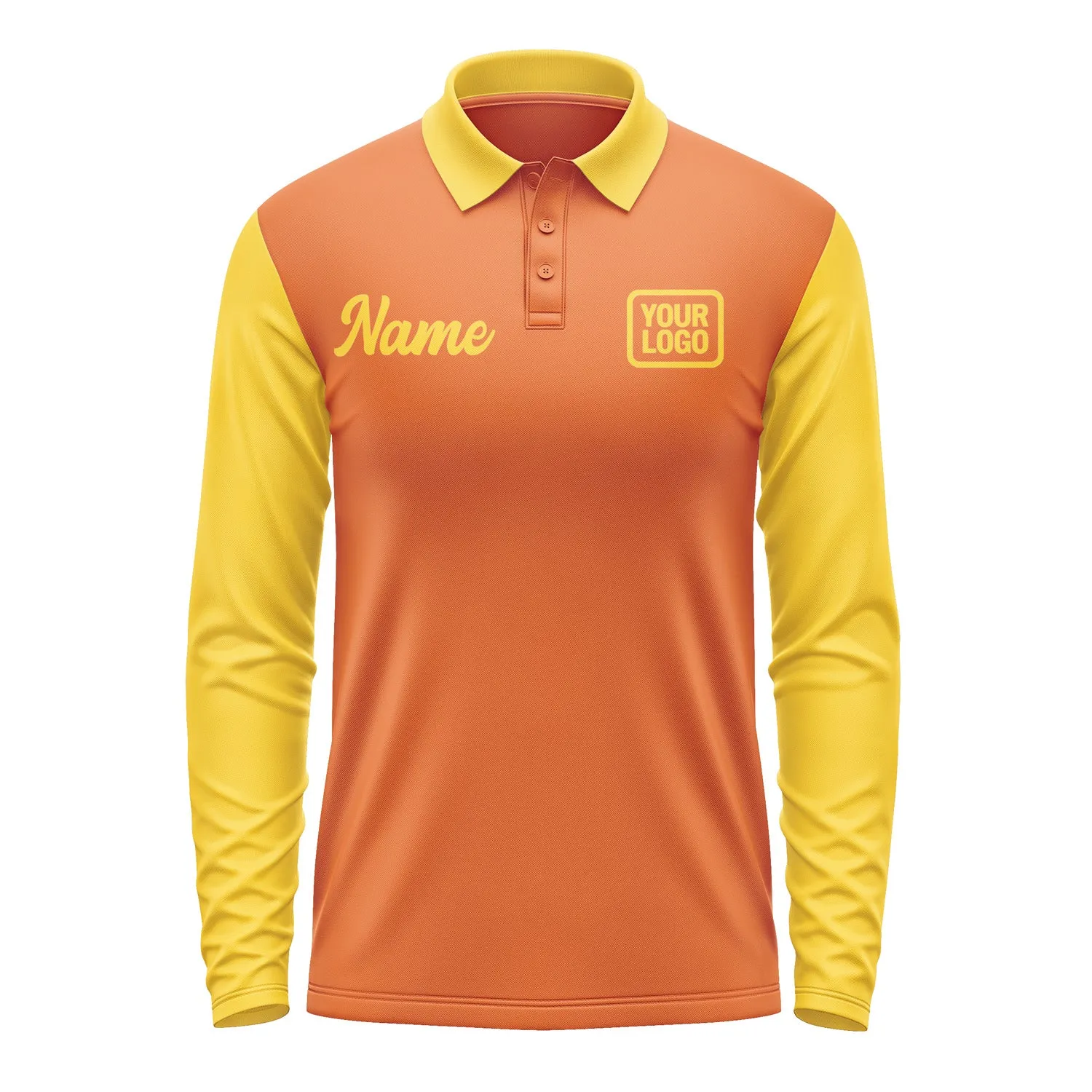 Custom Orange Gold Long Sleeve Polo Shirt sold by Tailorly product image thumbnail 2