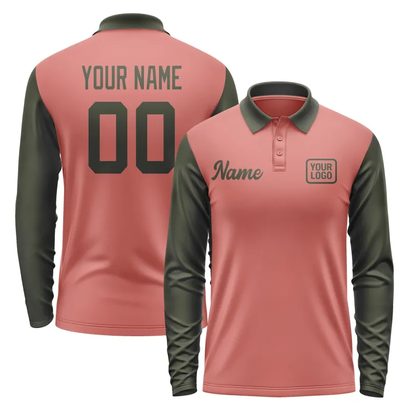 Custom Copper Rose Olive Long Sleeve Polo Shirt sold by Tailorly