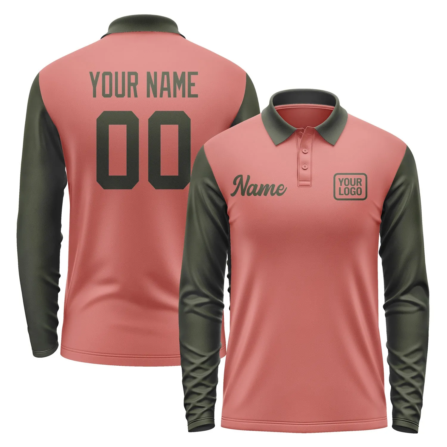 Custom Copper Rose Olive Long Sleeve Polo Shirt sold by Tailorly