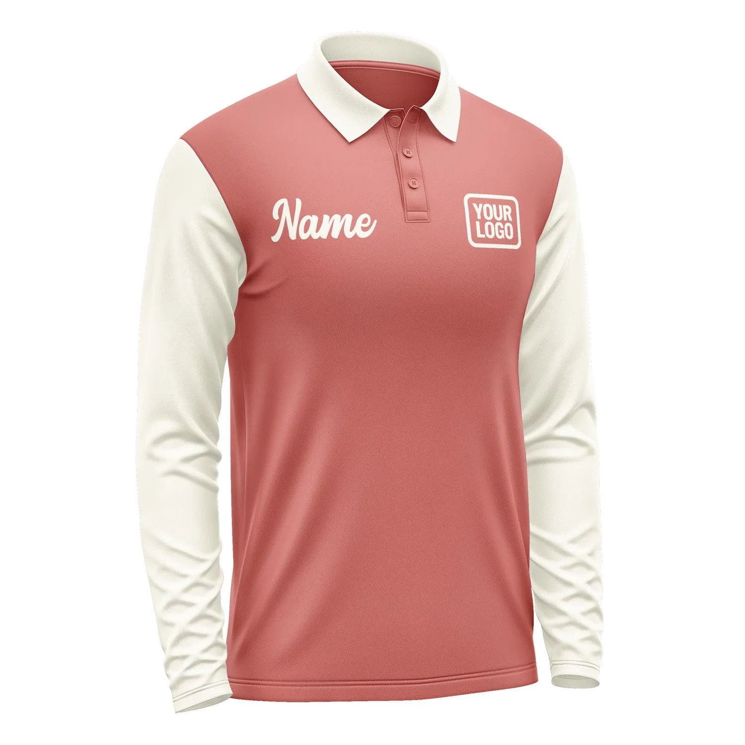 Custom Copper Rose Cream Long Sleeve Polo Shirt sold by Tailorly product image thumbnail 4