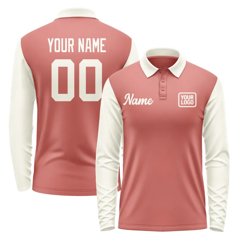 Custom Copper Rose Cream Long Sleeve Polo Shirt sold by Tailorly