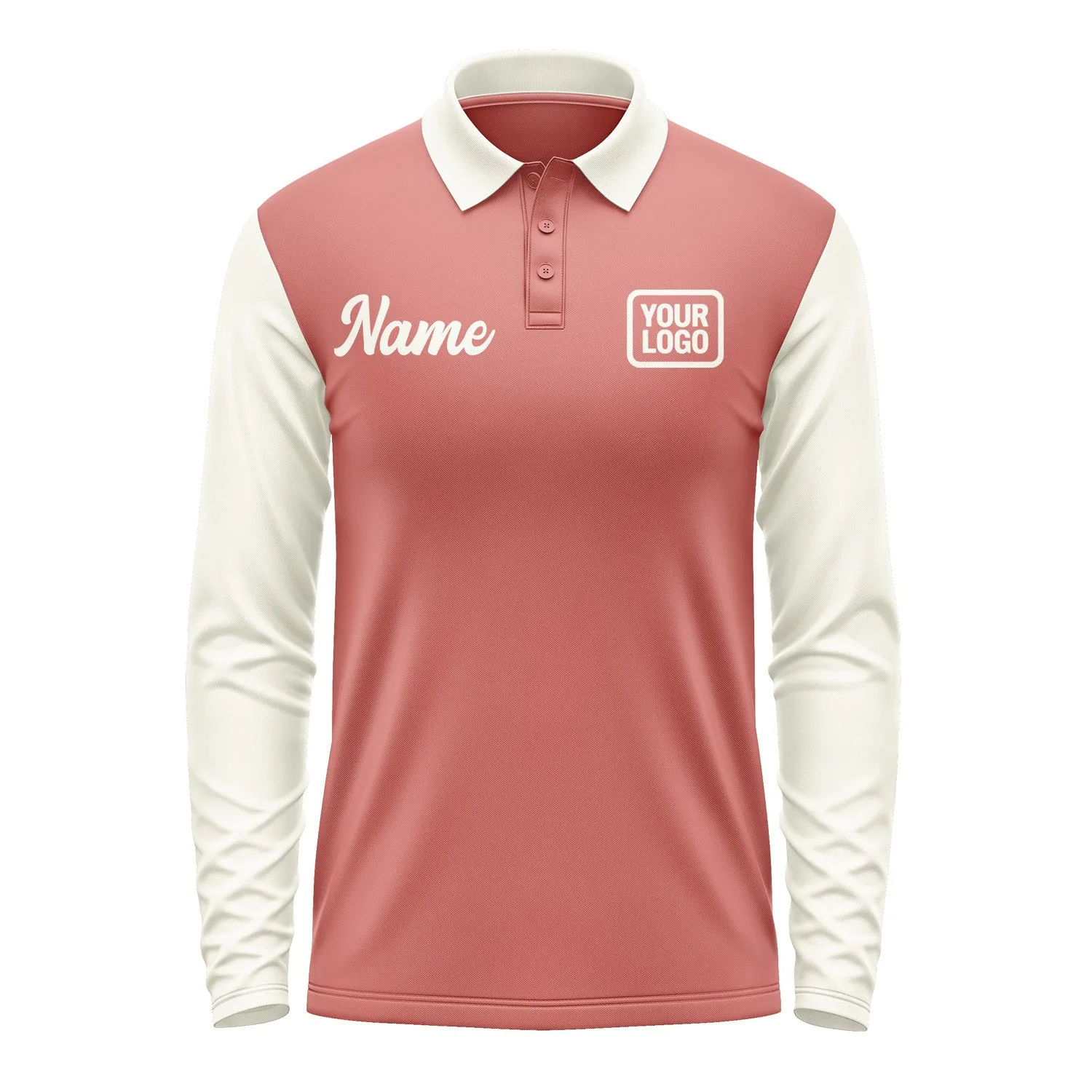 Custom Copper Rose Cream Long Sleeve Polo Shirt sold by Tailorly product image thumbnail 2
