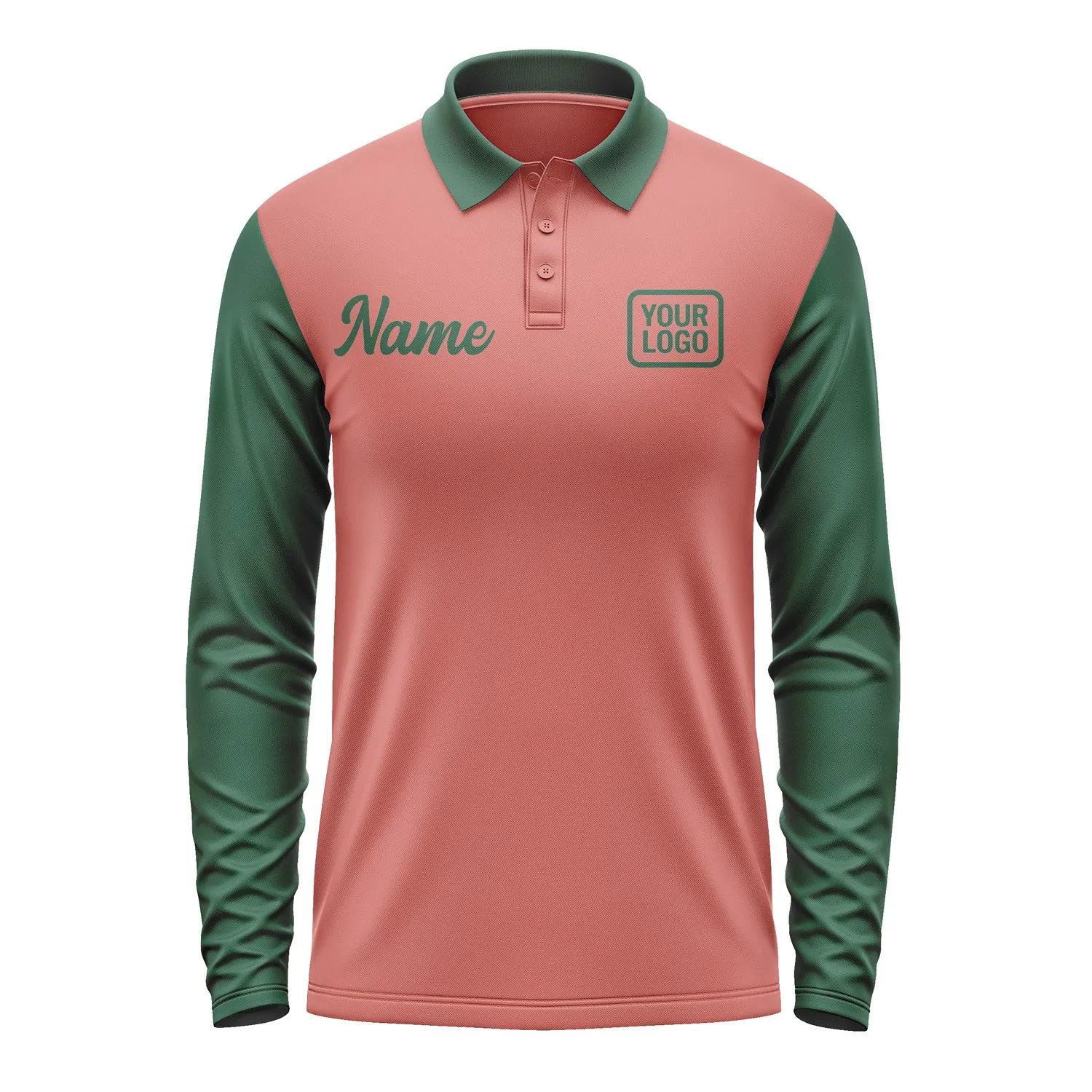 Custom Copper Rose Green Long Sleeve Polo Shirt sold by Tailorly product image thumbnail 2