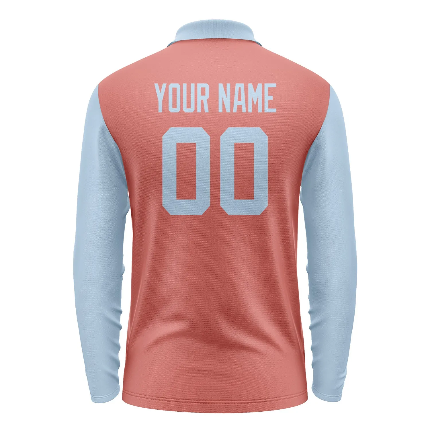 Custom Copper Rose Light Blue Long Sleeve Polo Shirt sold by Tailorly product image thumbnail 3