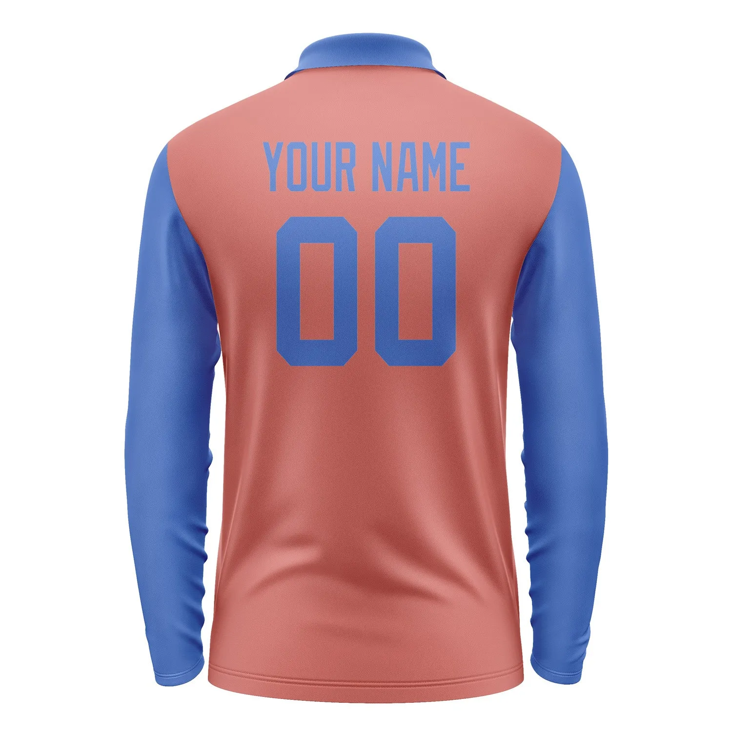 Custom Copper Rose Sky Blue Long Sleeve Polo Shirt sold by Tailorly product image thumbnail 3