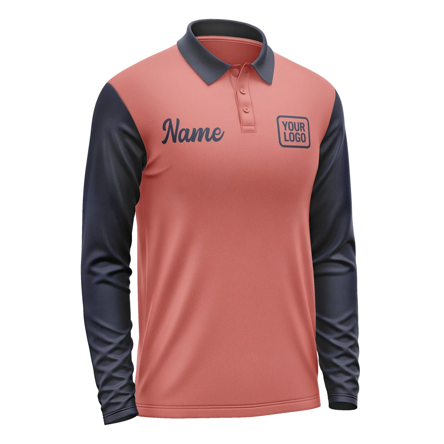 Custom Copper Rose Navy Long Sleeve Polo Shirt sold by Tailorly product image thumbnail 4