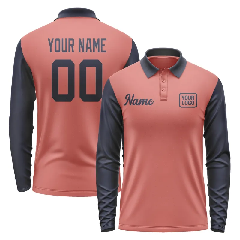 Custom Copper Rose Navy Long Sleeve Polo Shirt sold by Tailorly