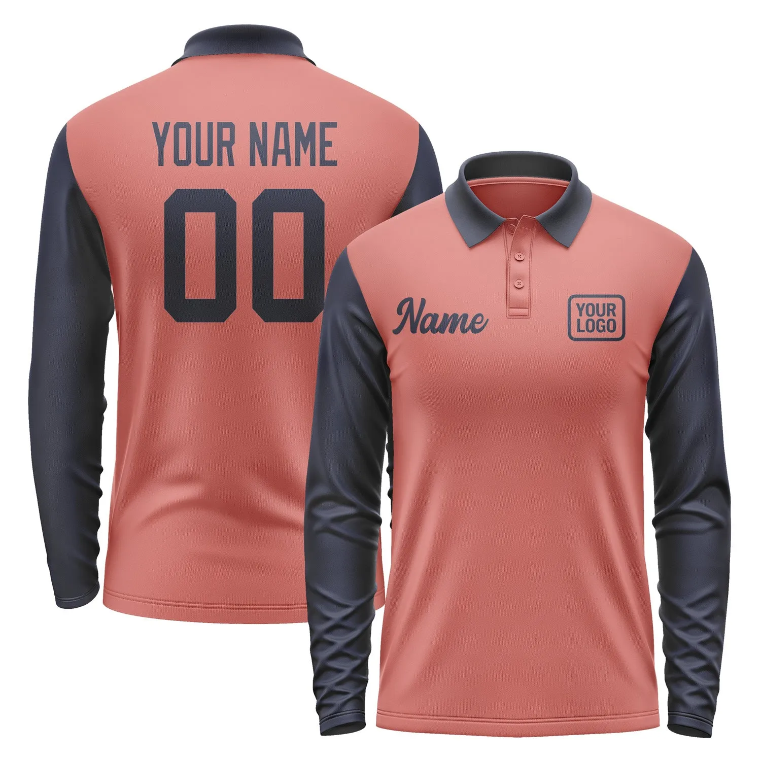 Custom Copper Rose Navy Long Sleeve Polo Shirt sold by Tailorly