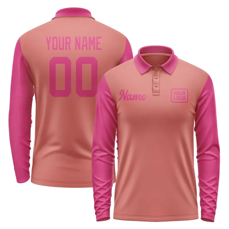 Custom Copper Rose Pink Long Sleeve Polo Shirt sold by Tailorly