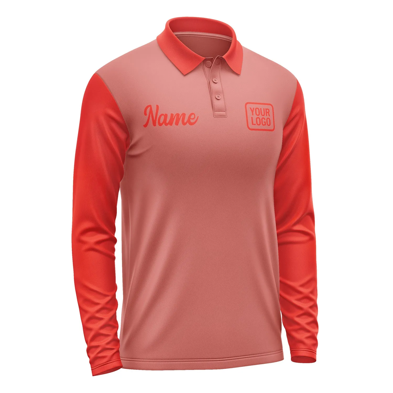 Custom Copper Rose Orange Red Long Sleeve Polo Shirt sold by Tailorly product image thumbnail 4