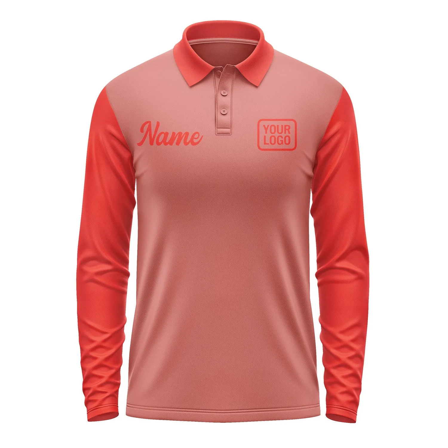 Custom Copper Rose Orange Red Long Sleeve Polo Shirt sold by Tailorly product image thumbnail 2