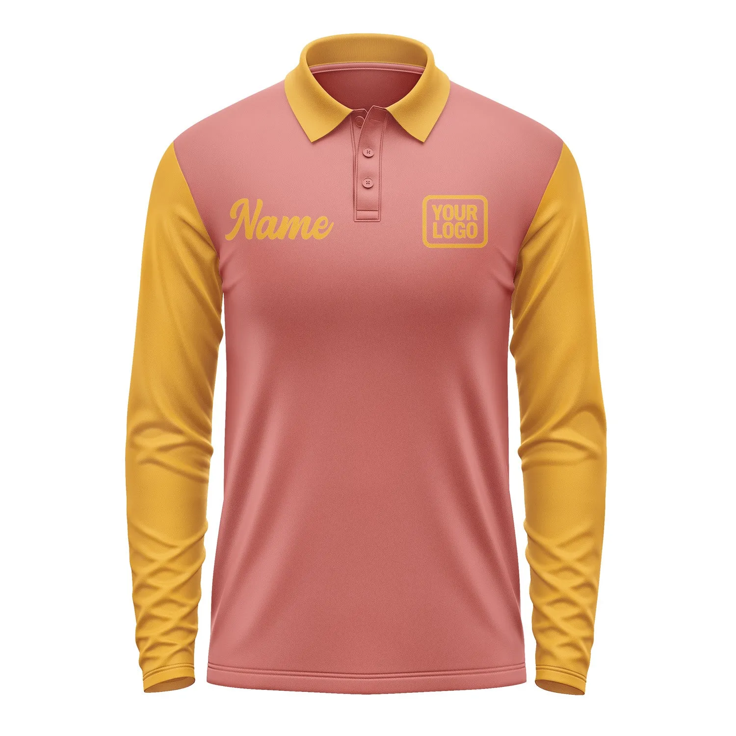 Custom Copper Rose Yellow Long Sleeve Polo Shirt sold by Tailorly product image thumbnail 2