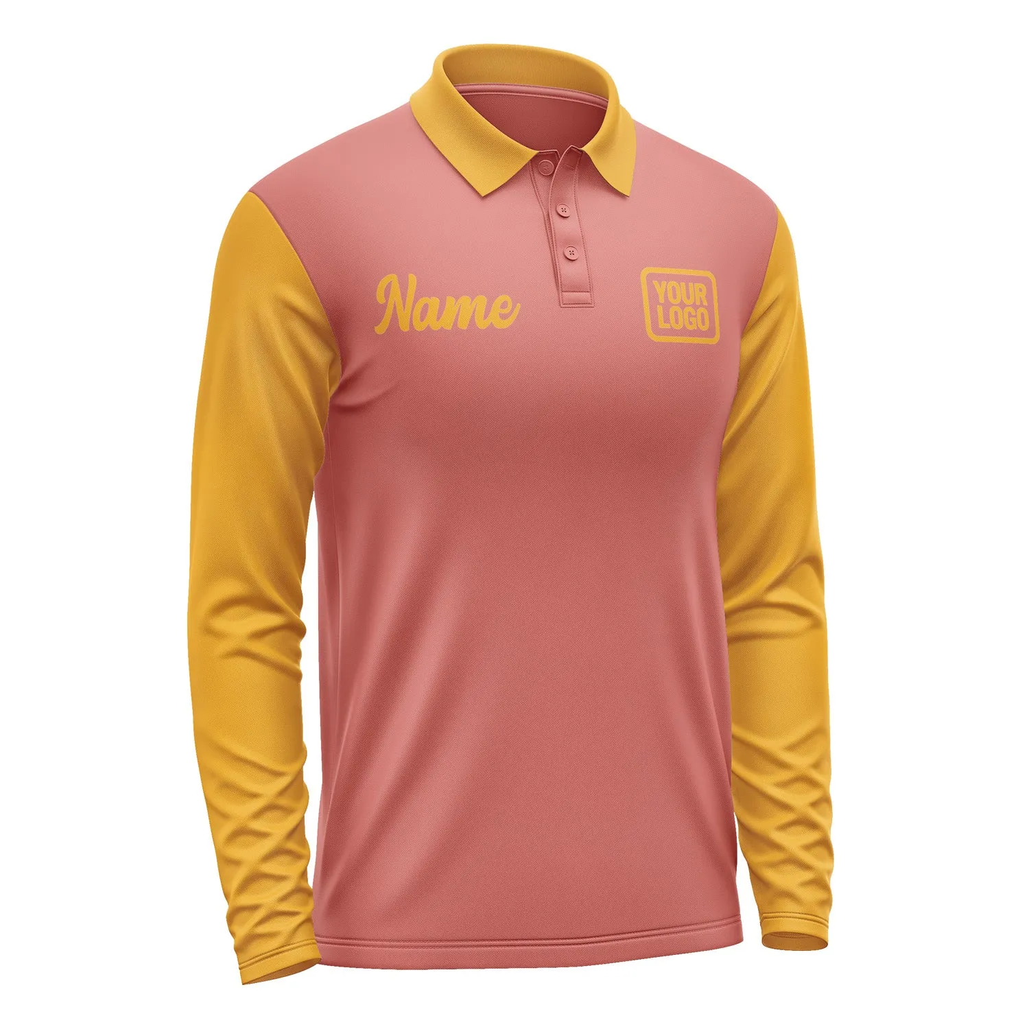 Custom Copper Rose Yellow Long Sleeve Polo Shirt sold by Tailorly product image thumbnail 4