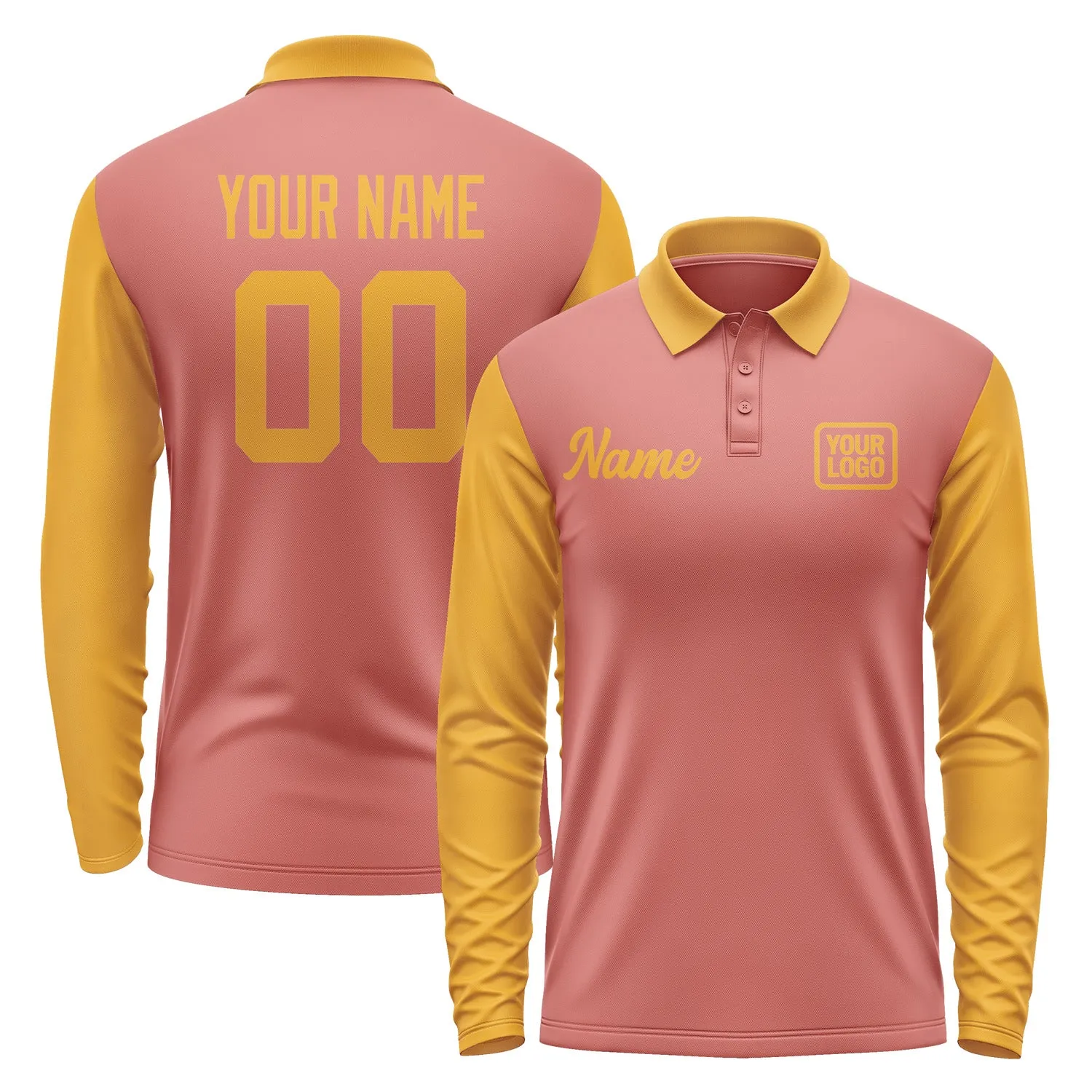 Custom Copper Rose Yellow Long Sleeve Polo Shirt sold by Tailorly