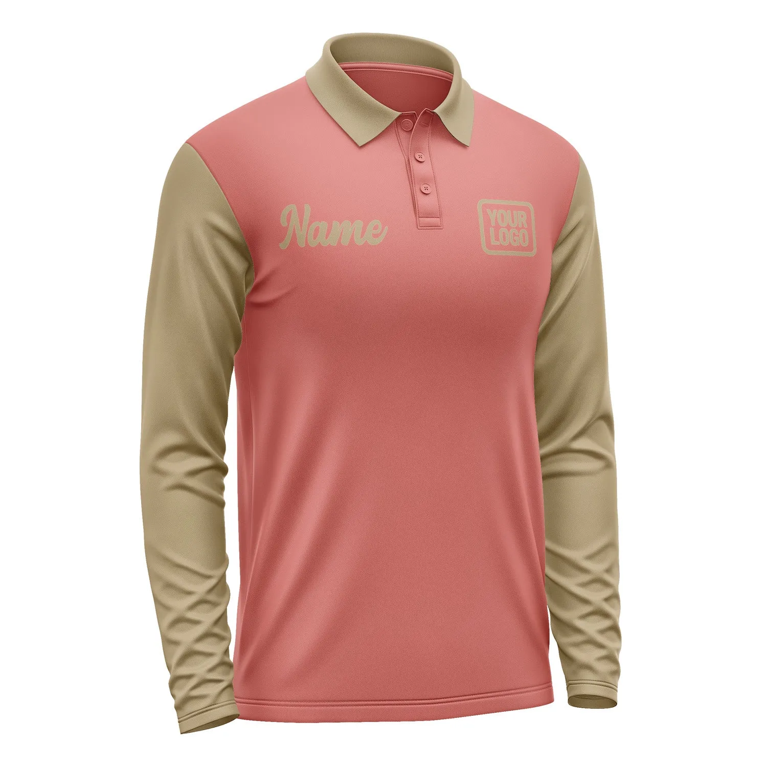 Custom Copper Rose Light Khaki Long Sleeve Polo Shirt sold by Tailorly product image thumbnail 4