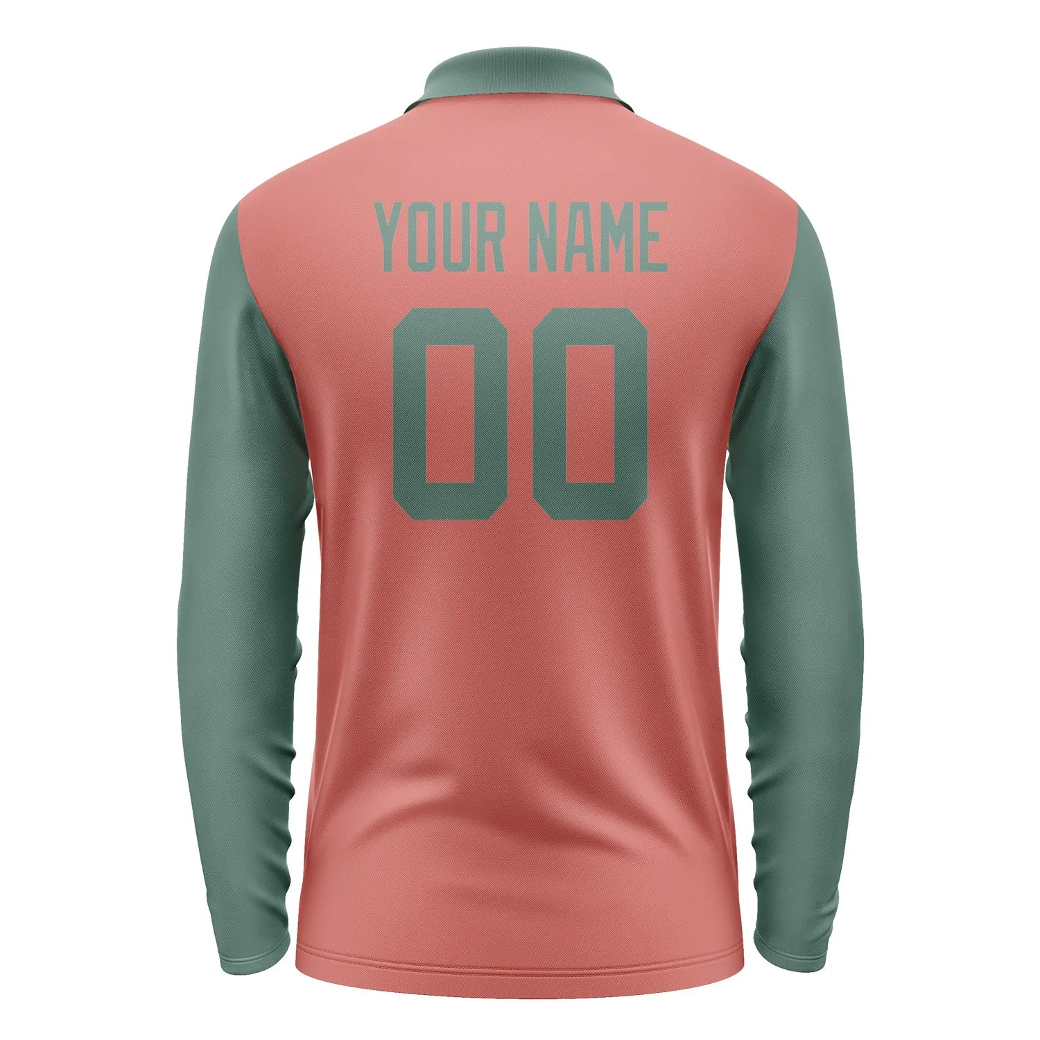 Custom Copper Rose Blue Green Long Sleeve Polo Shirt sold by Tailorly product image thumbnail 3
