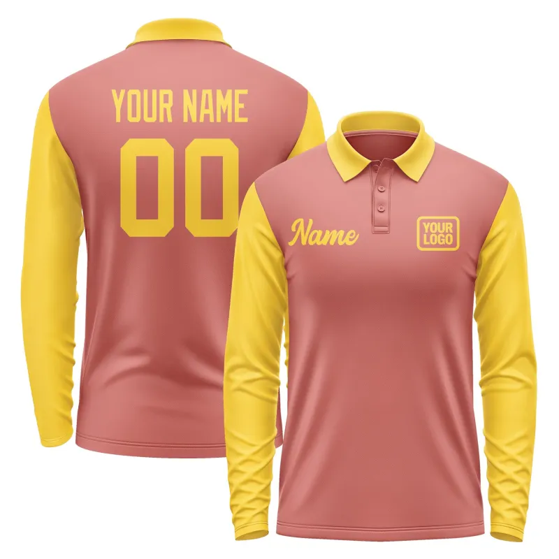 Custom Copper Rose Gold Long Sleeve Polo Shirt sold by Tailorly