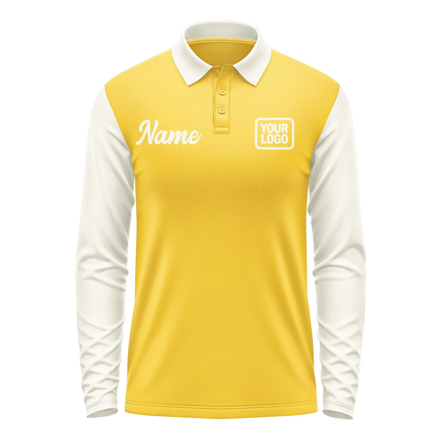 Custom Gold Cream Long Sleeve Polo Shirt sold by Tailorly product image thumbnail 2