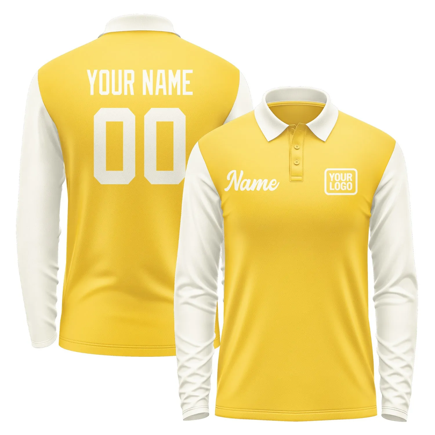 Custom Gold Cream Long Sleeve Polo Shirt sold by Tailorly