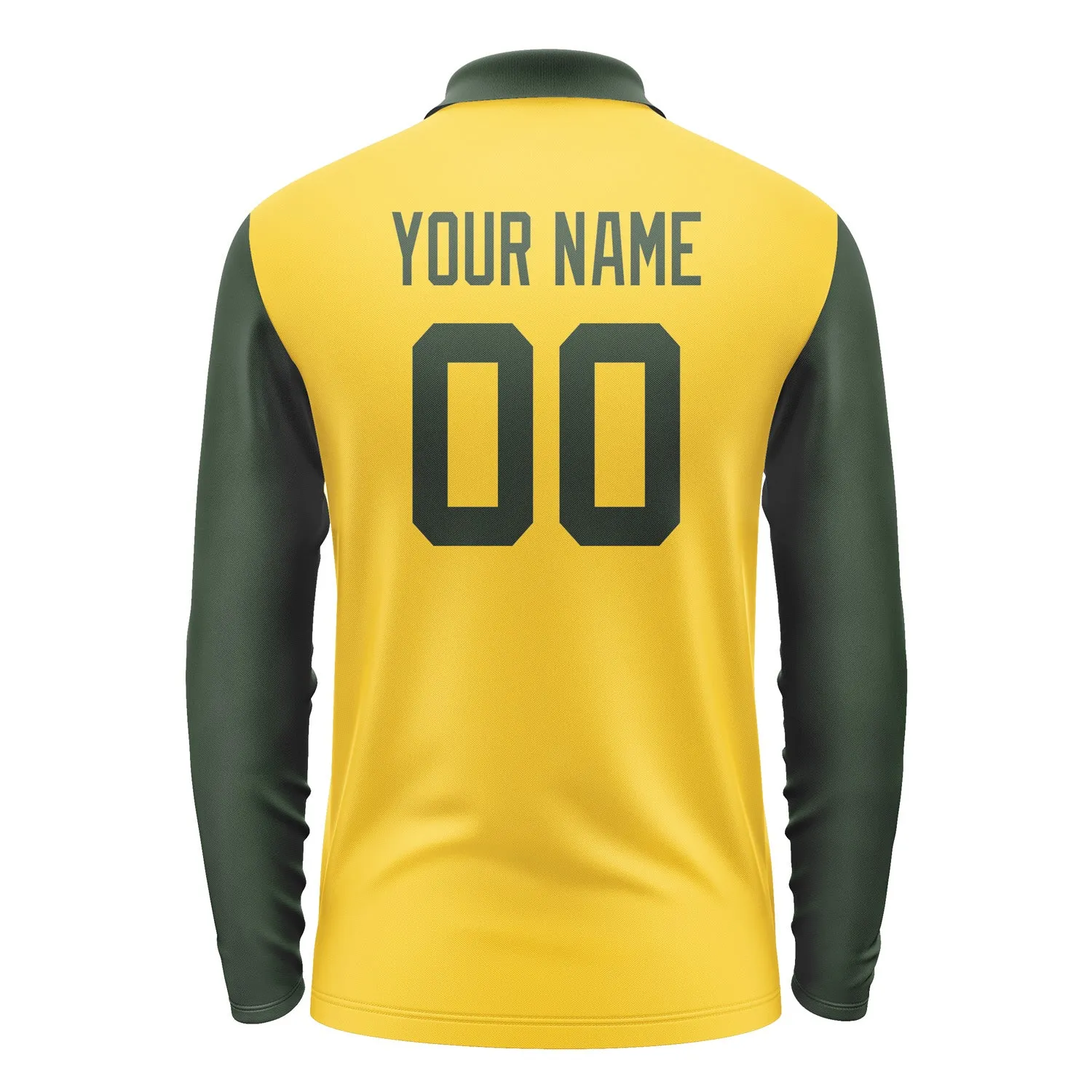 Custom Gold Dark Green Long Sleeve Polo Shirt sold by Tailorly product image thumbnail 3