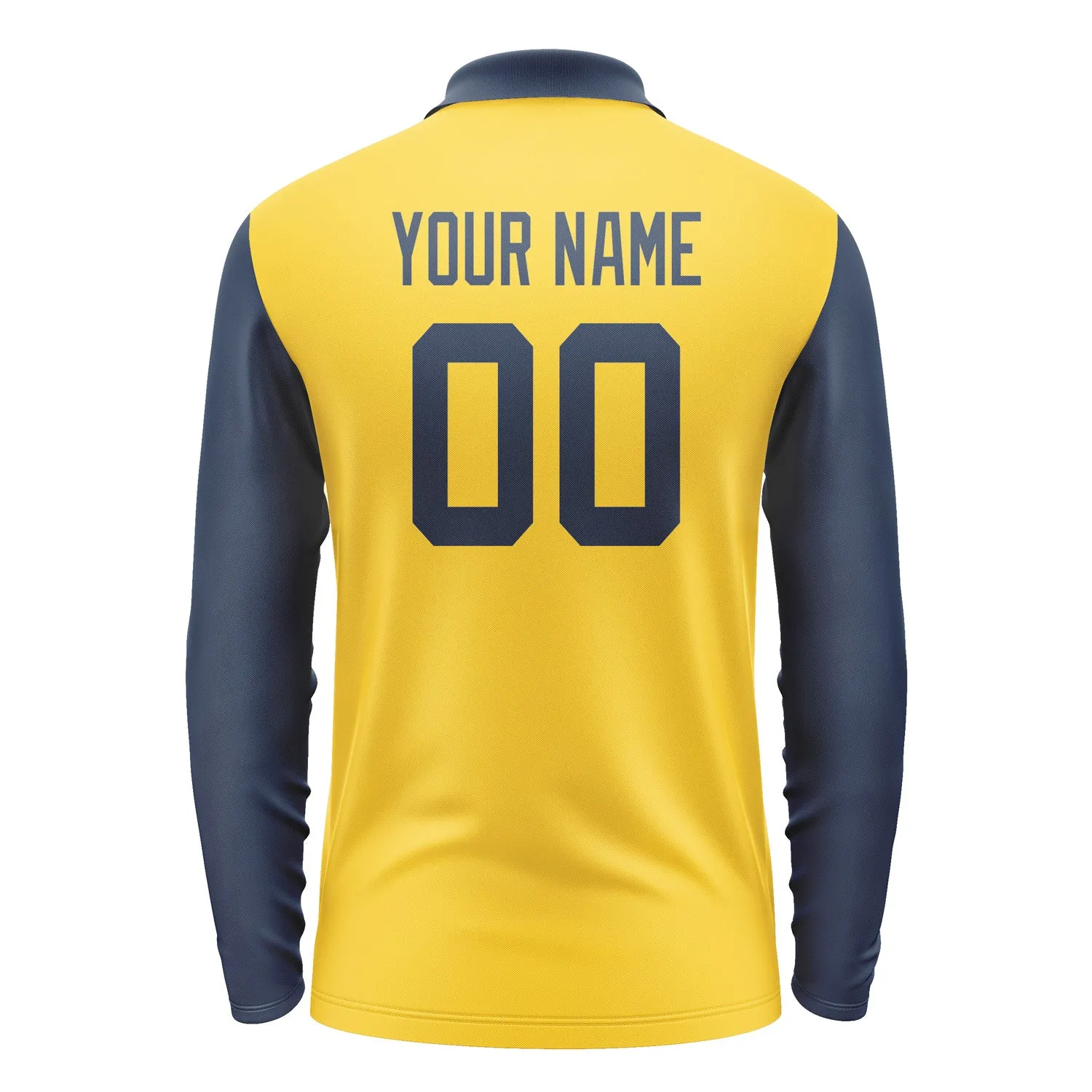 Custom Gold Blue Long Sleeve Polo Shirt sold by Tailorly product image thumbnail 3