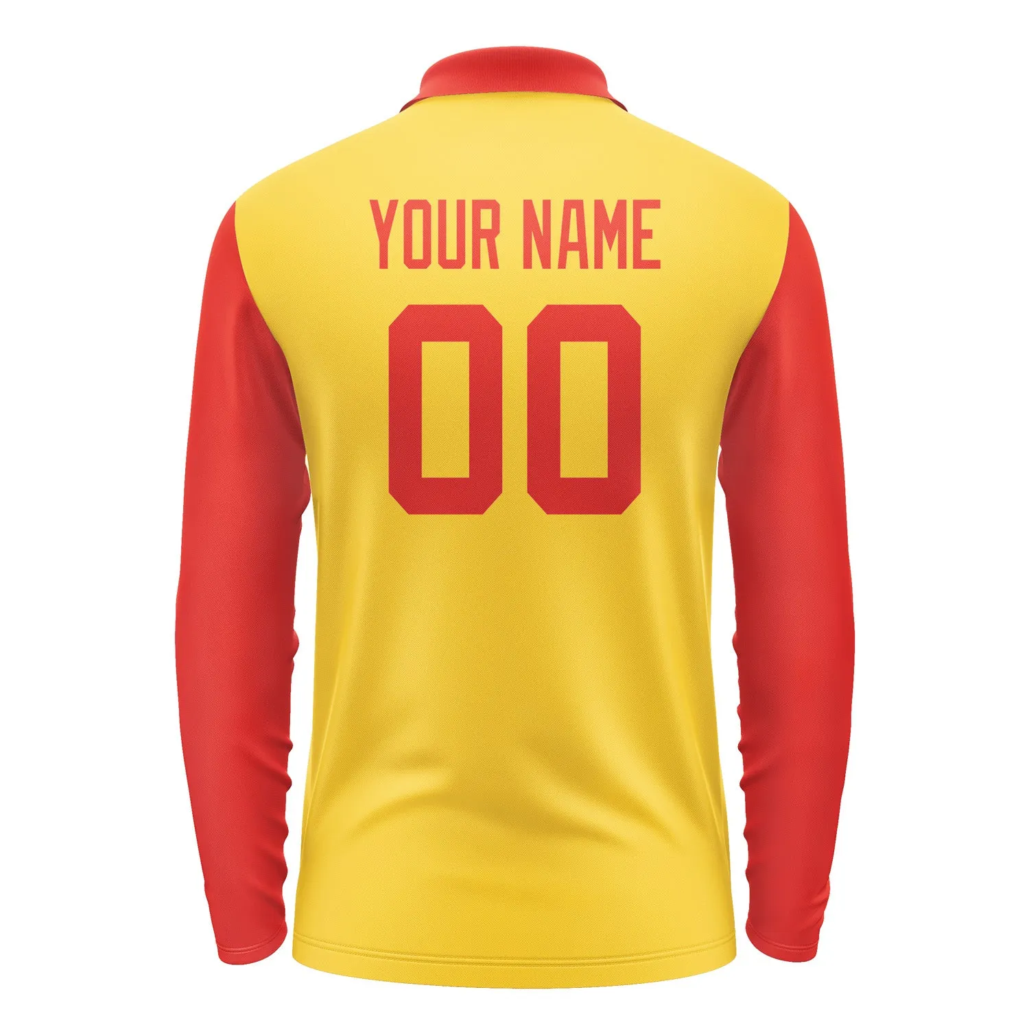 Custom Gold Orange Red Long Sleeve Polo Shirt sold by Tailorly product image thumbnail 3