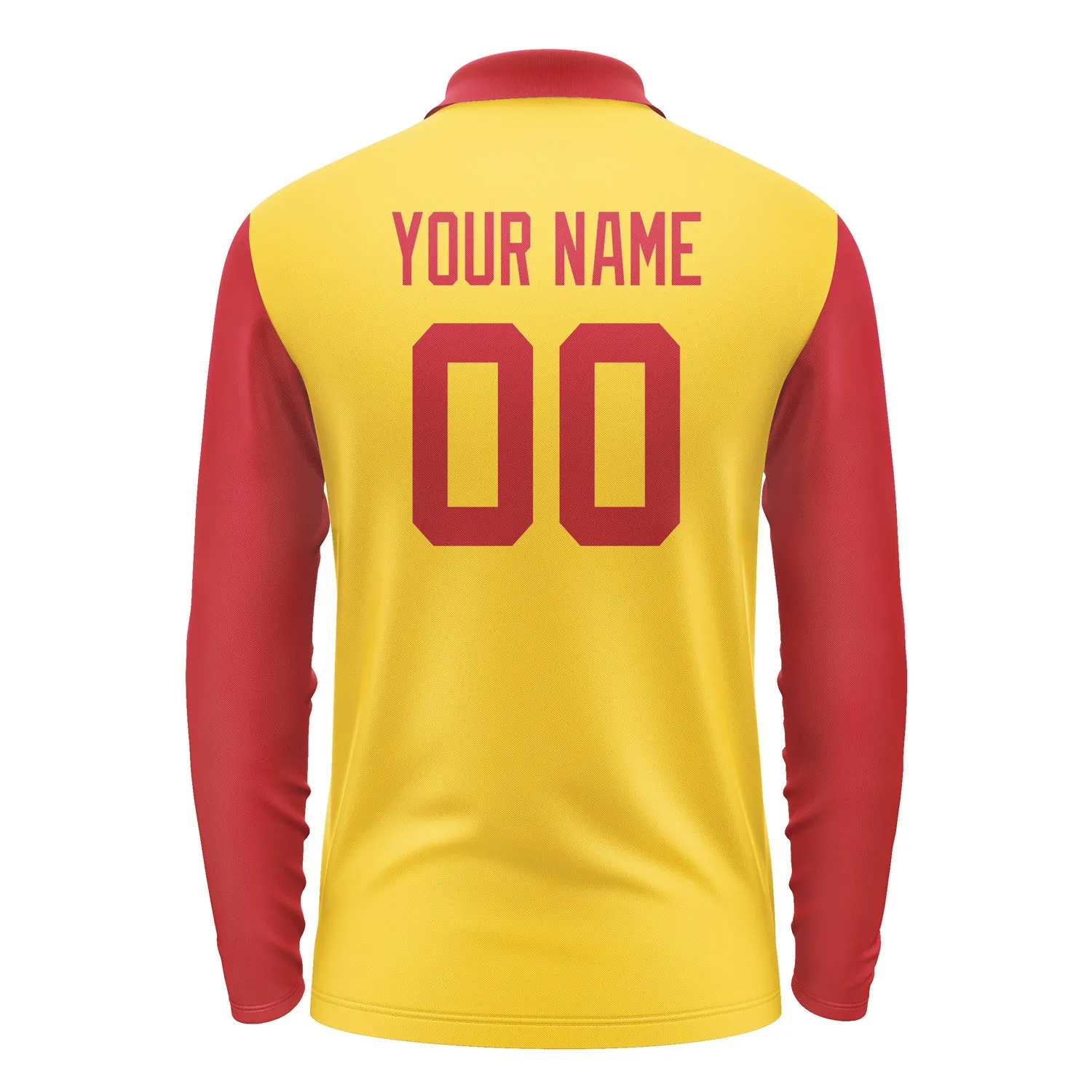 Custom Gold Red Long Sleeve Polo Shirt sold by Tailorly product image thumbnail 3