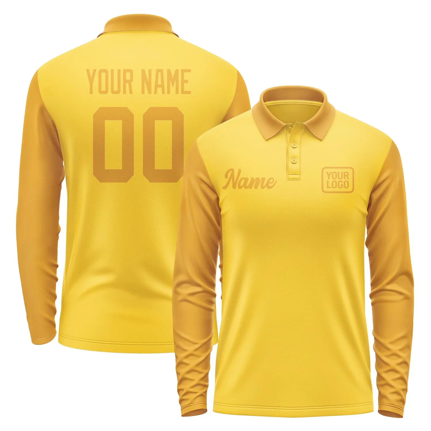Custom Gold Yellow Long Sleeve Polo Shirt sold by Tailorly