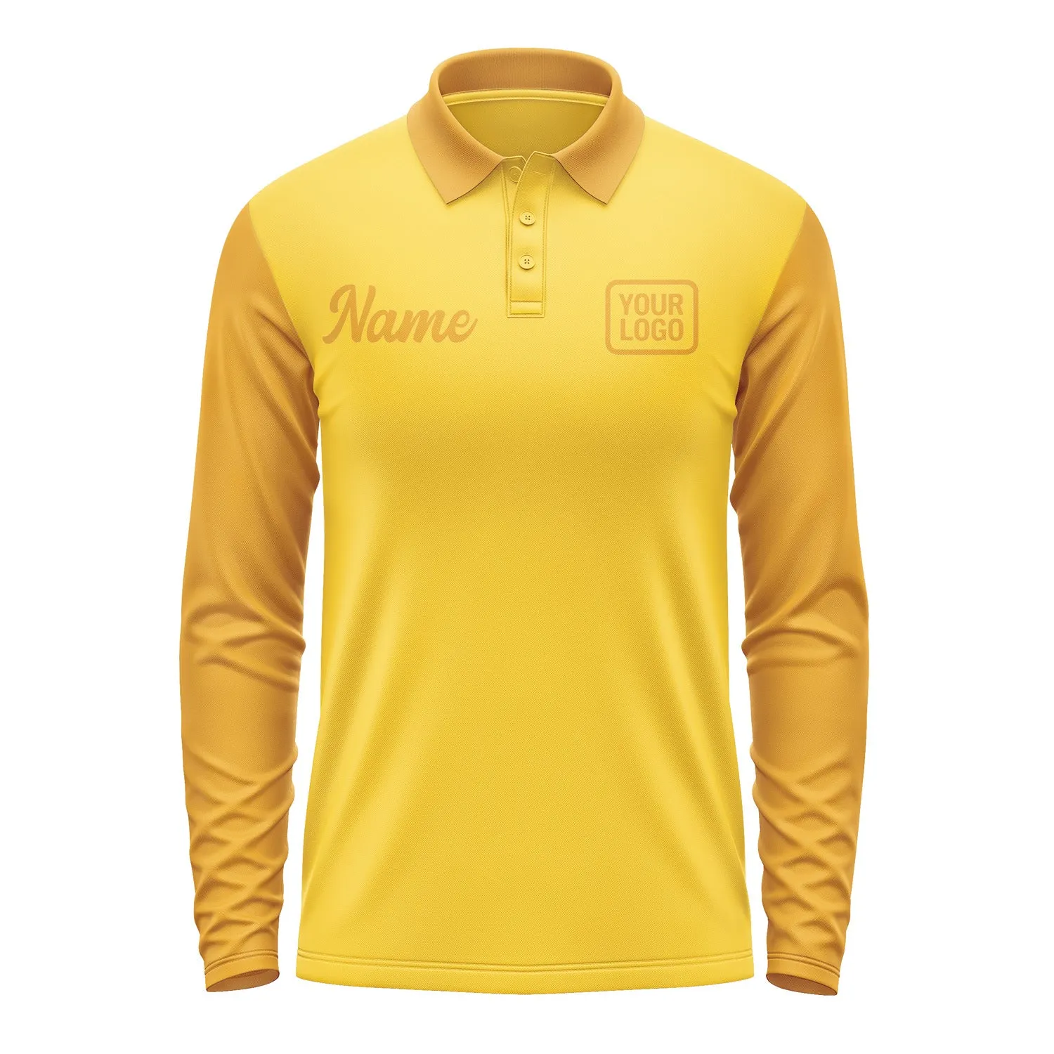 Custom Gold Yellow Long Sleeve Polo Shirt sold by Tailorly product image thumbnail 2