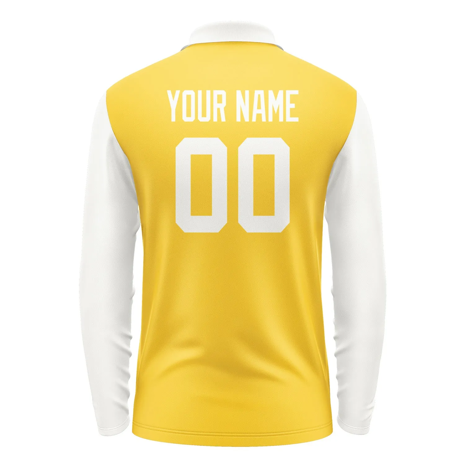 Custom Gold White Long Sleeve Polo Shirt sold by Tailorly product image thumbnail 3