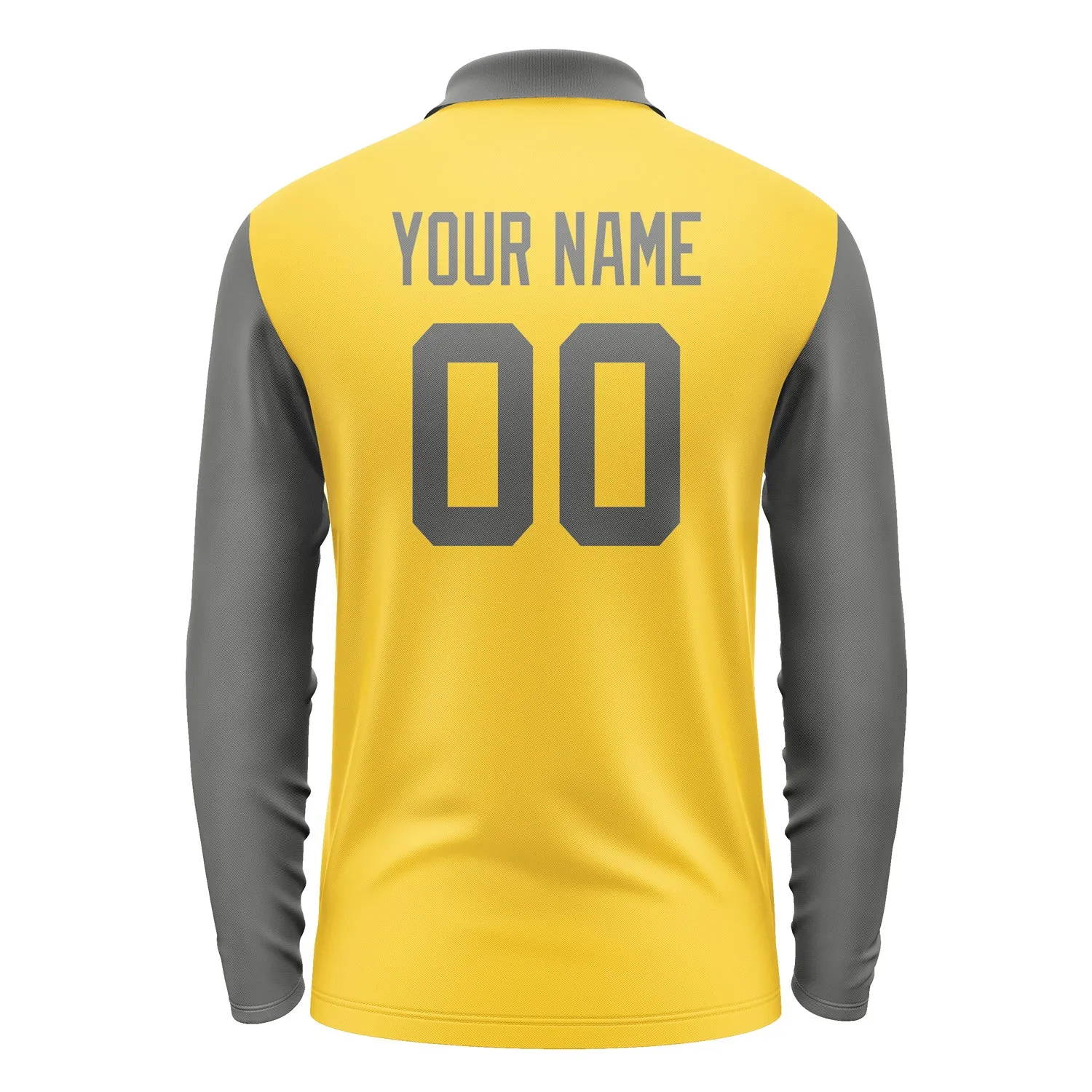 Custom Gold Dark Grey Long Sleeve Polo Shirt sold by Tailorly product image thumbnail 3