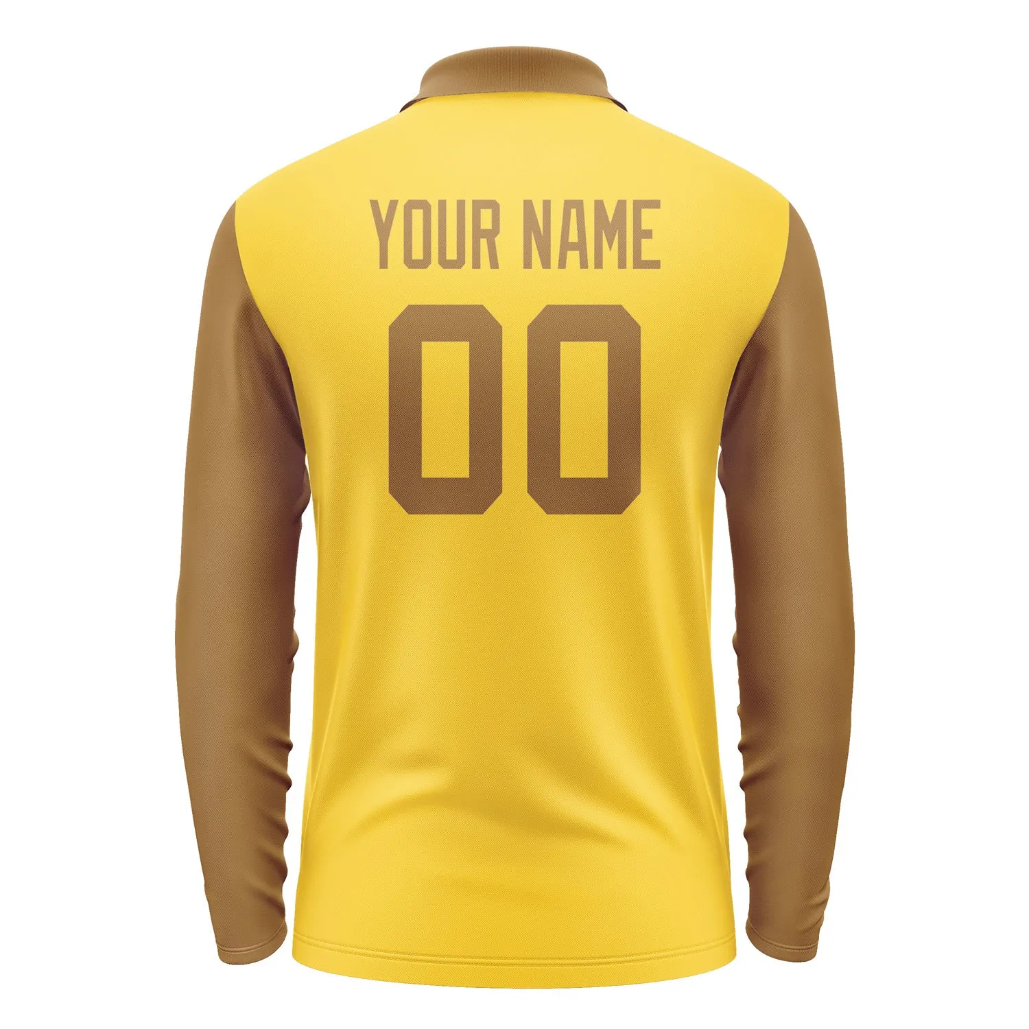 Custom Gold Khaki Long Sleeve Polo Shirt sold by Tailorly product image thumbnail 3