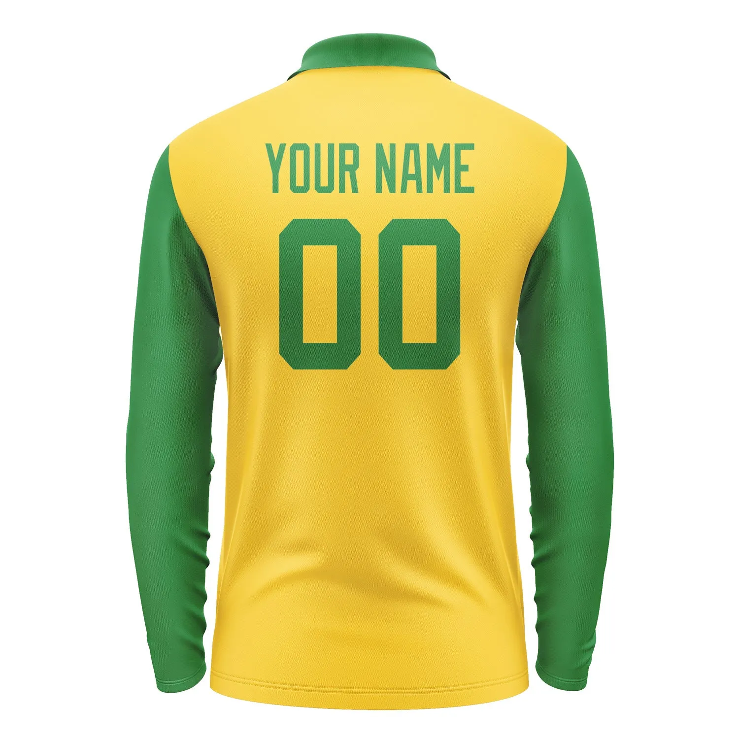 Custom Gold Emerald Green Long Sleeve Polo Shirt sold by Tailorly product image thumbnail 3