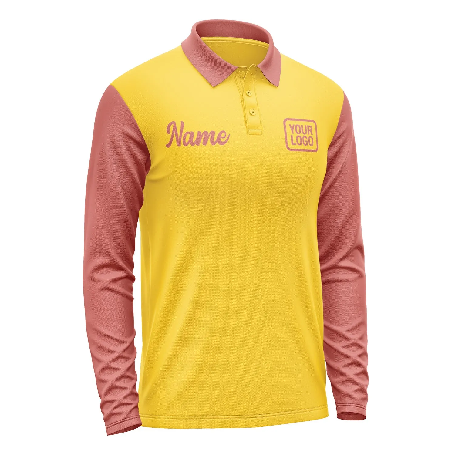 Custom Gold Copper Rose Long Sleeve Polo Shirt sold by Tailorly product image thumbnail 4