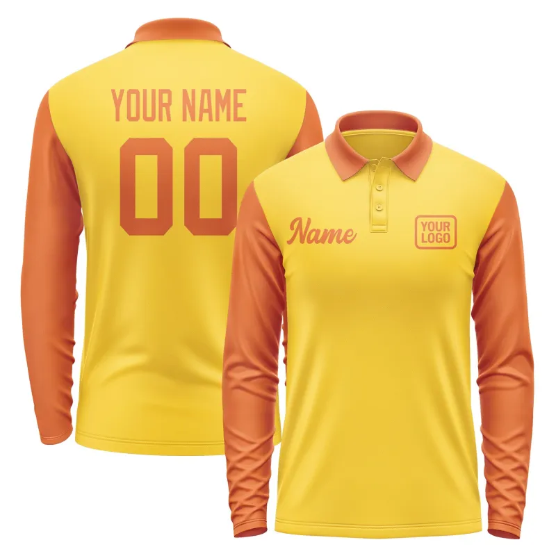 Custom Gold Orange Long Sleeve Polo Shirt sold by Tailorly