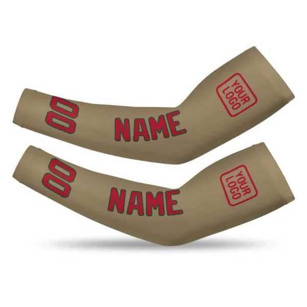 Custom Light Khaki Red Arm Sleeve sold by Tailorly