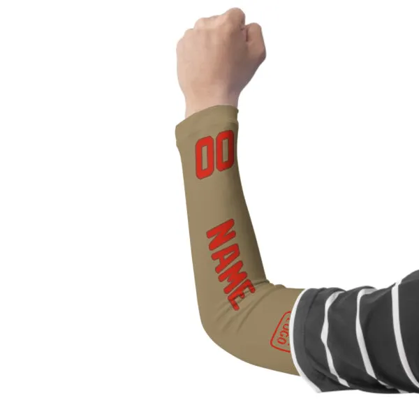 Custom Light Khaki Orange Red Arm Sleeve sold by Tailorly product image thumbnail 3