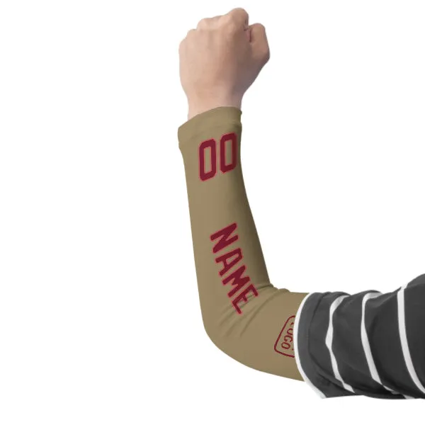 Custom Light Khaki Crimson Red Arm Sleeve sold by Tailorly product image thumbnail 3