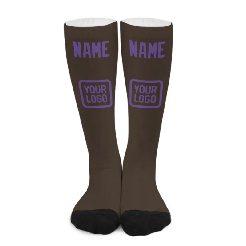 Custom Brown Light Purple Knee-High Sock sold by Tailorly