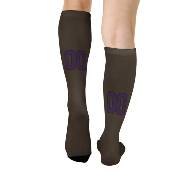 Custom Brown Purple Knee-High Sock sold by Tailorly product image thumbnail 4