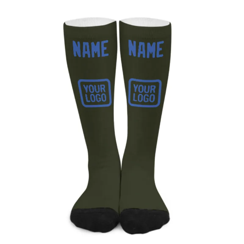 Custom Olive Sky Blue Knee-High Sock sold by Tailorly