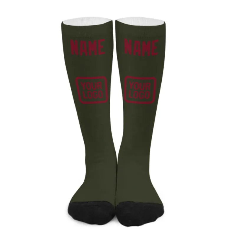 Custom Olive Crimson Red Knee-High Sock sold by Tailorly