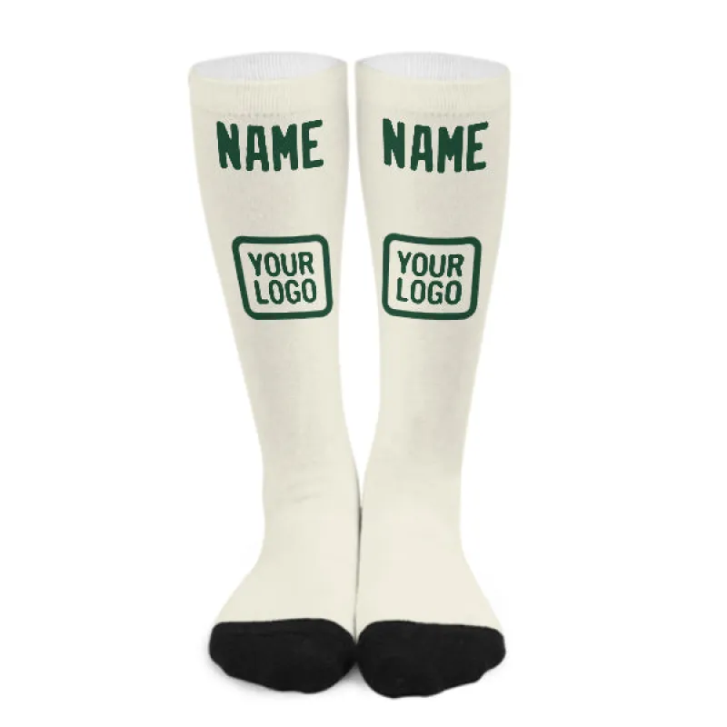 Custom Cream Green Knee-High Sock sold by Tailorly